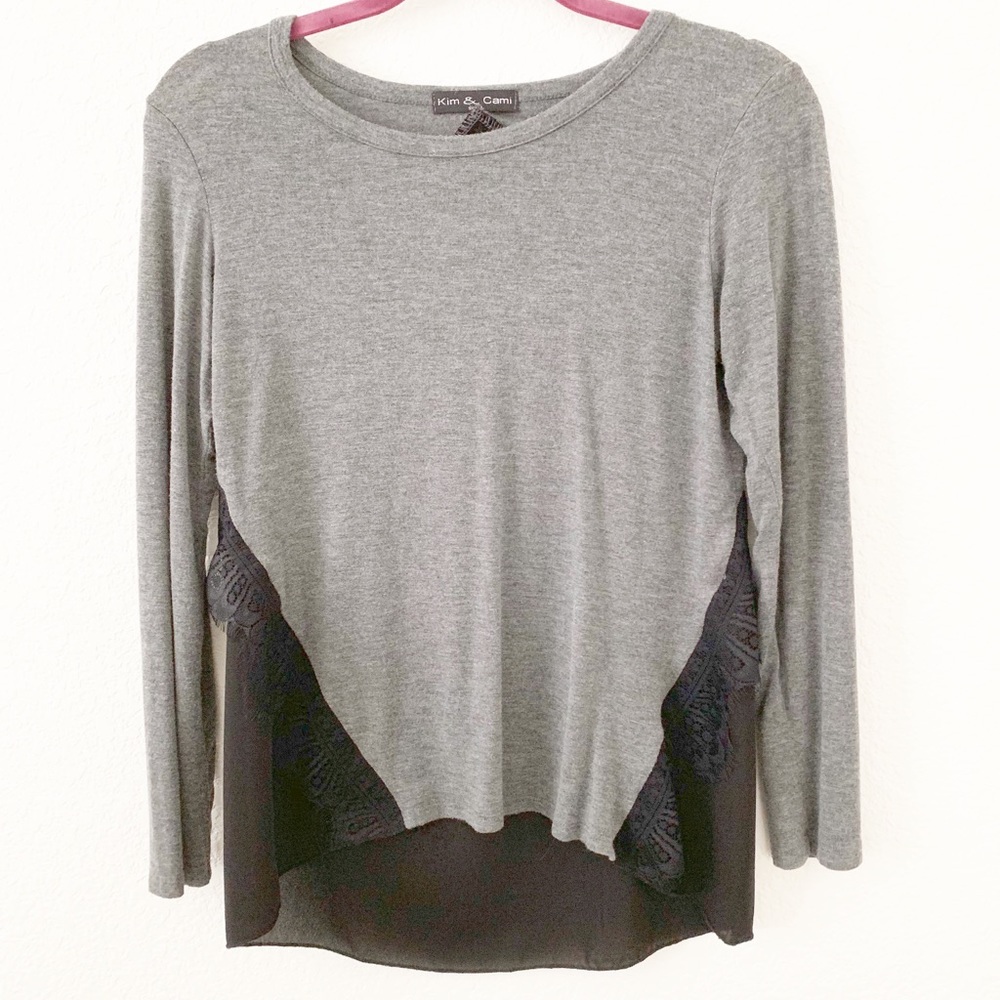 Kim & Cami Long Sleeve Lace Detail Blouse